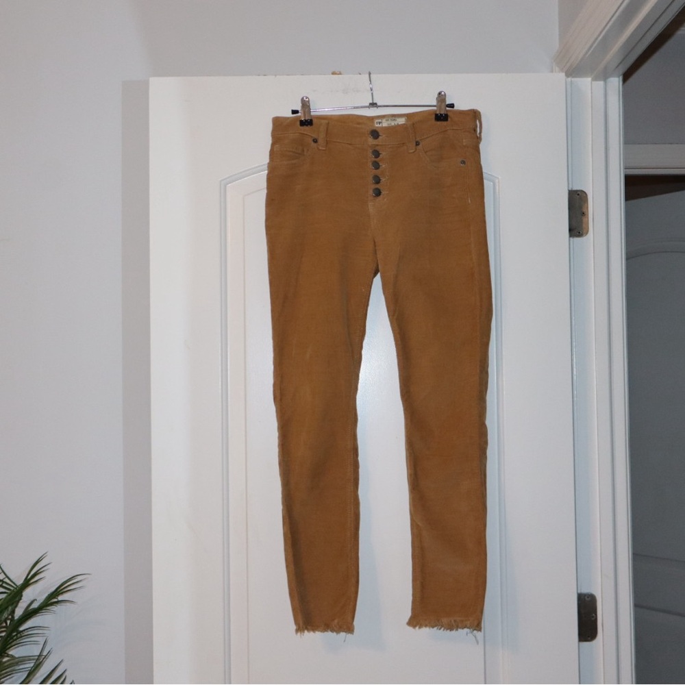 Free People Mid Rise Tan Jeans